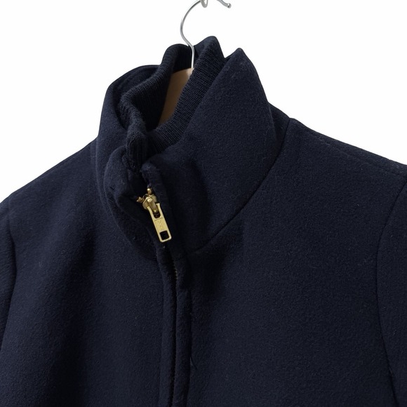 J Crew Womens Village Wool Blend Full Zip Coat Size 00 Navy Blue Classic Winter - Picture 4 of 8